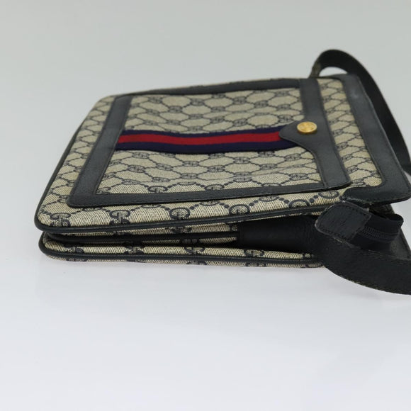 GUCCI GG Supreme Sherry Line Shoulder Bag PVC Navy Gold 41 02 013 Auth ep10484