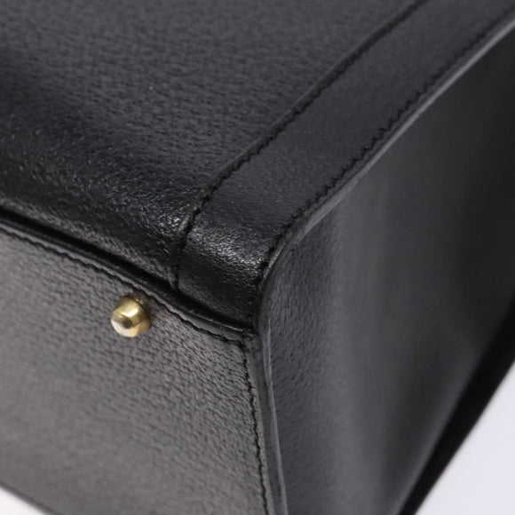 GUCCI Bamboo Hand Bag Leather Black Gold Auth ep10488