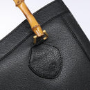 GUCCI Bamboo Hand Bag Leather Black Gold Auth ep10488-10