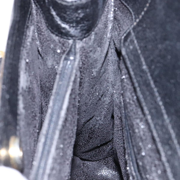 GUCCI Bamboo Hand Bag Leather Black Gold Auth ep10488