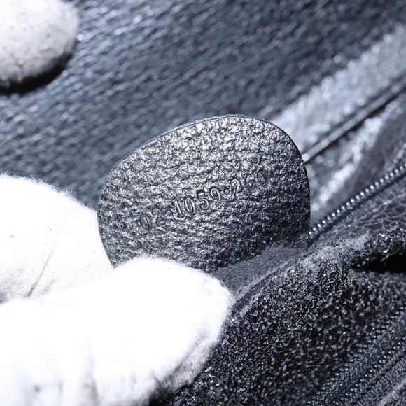 GUCCI Bamboo Hand Bag Leather Black Gold Auth ep10488