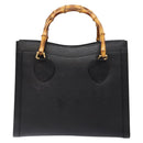 GUCCI Bamboo Hand Bag Leather Black Gold Auth ep10488-13