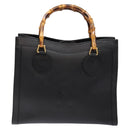 GUCCI Bamboo Hand Bag Leather Black Gold Auth ep10488-2