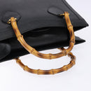GUCCI Bamboo Hand Bag Leather Black Gold Auth ep10488-7