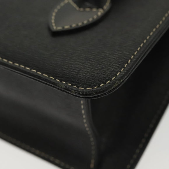 Burberrys Hand Bag Leather Black Gold Auth ep10489