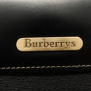 Burberrys Hand Bag Leather Black Gold Auth ep10489-14