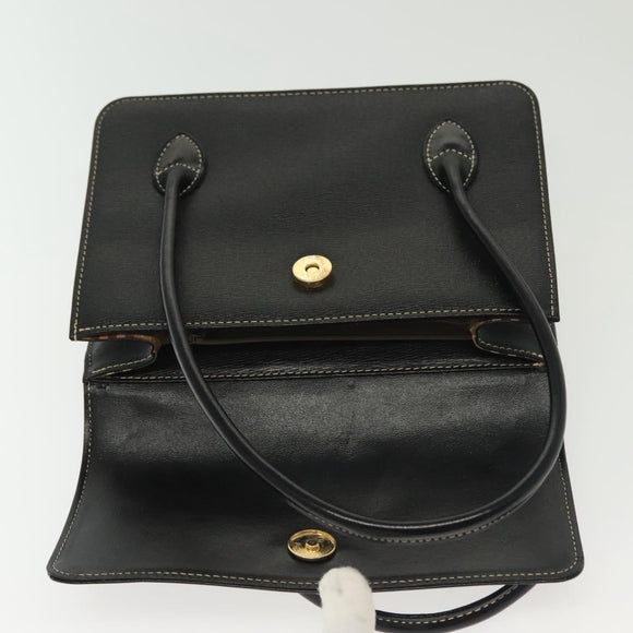 Burberrys Hand Bag Leather Black Gold Auth ep10489