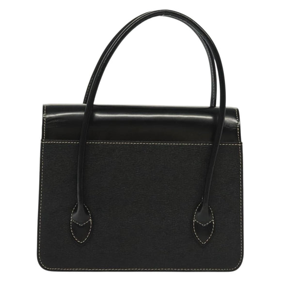 Burberrys Hand Bag Leather Black Gold Auth ep10489