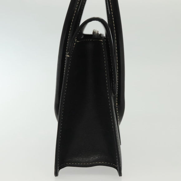 Burberrys Hand Bag Leather Black Gold Auth ep10489