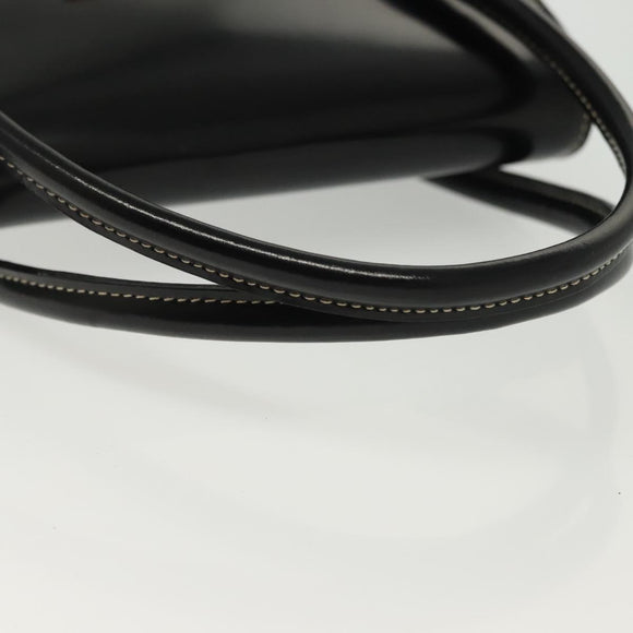 Burberrys Hand Bag Leather Black Gold Auth ep10489