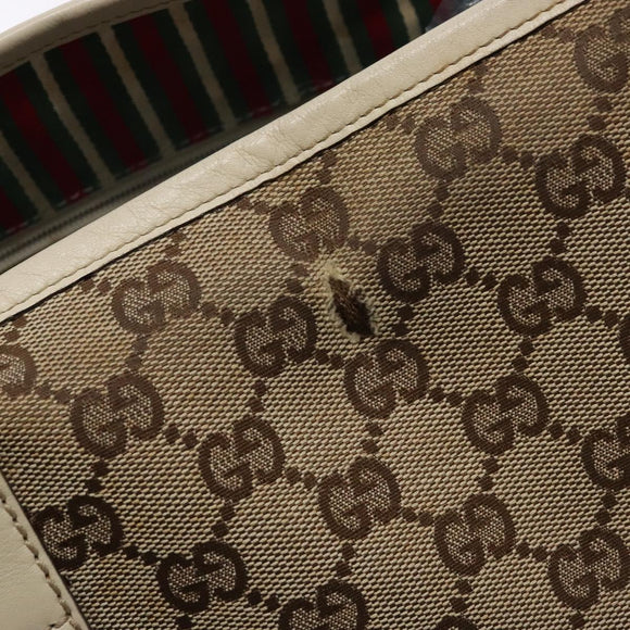 GUCCI GG Canvas Tote Bag Beige Gold 169946 Auth ep10492