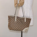 GUCCI GG Canvas Tote Bag Beige Gold 169946 Auth ep10492-23