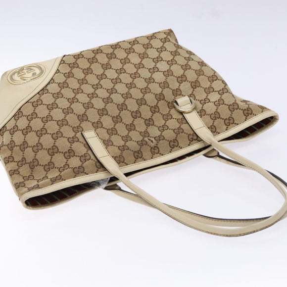 GUCCI GG Canvas Tote Bag Beige Gold 169946 Auth ep10492
