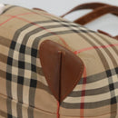 Burberrys Nova Check Hand Bag Canvas Gold Beige Auth ep10496-10