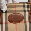 Burberrys Nova Check Hand Bag Canvas Gold Beige Auth ep10496-14