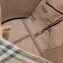 Burberrys Nova Check Hand Bag Canvas Gold Beige Auth ep10496-17