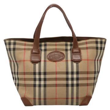 Burberrys Nova Check Hand Bag Canvas Gold Beige Auth ep10496 - 0