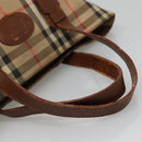 Burberrys Nova Check Hand Bag Canvas Gold Beige Auth ep10496-7