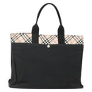 BURBERRY Nova Check Blue Label Hand Bag Canvas Black Beige Auth ep10498-1