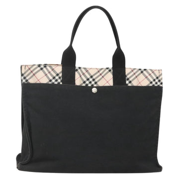 BURBERRY Nova Check Blue Label Hand Bag Canvas Black Beige Auth ep10498