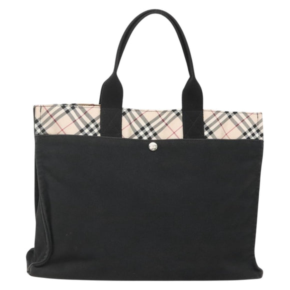 BURBERRY Nova Check Blue Label Hand Bag Canvas Black Beige Auth ep10498