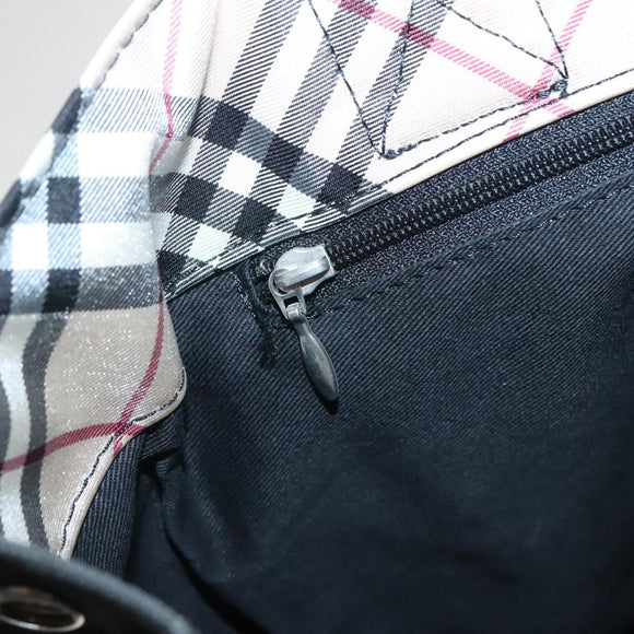 BURBERRY Nova Check Blue Label Hand Bag Canvas Black Beige Auth ep10498
