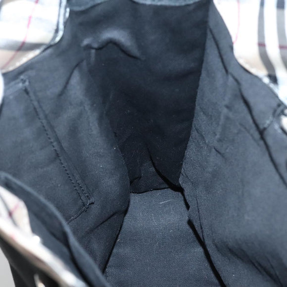 BURBERRY Nova Check Blue Label Hand Bag Canvas Black Beige Auth ep10498