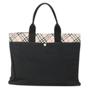 BURBERRY Nova Check Blue Label Hand Bag Canvas Black Beige Auth ep10498-2