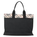BURBERRY Nova Check Blue Label Hand Bag Canvas Black Beige Auth ep10498-3