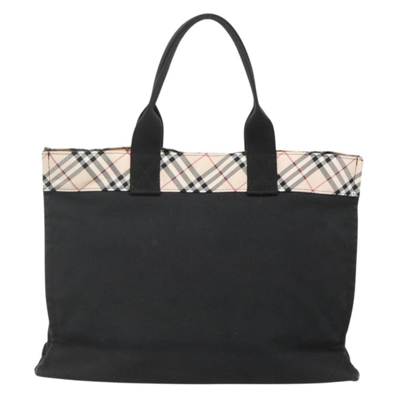BURBERRY Nova Check Blue Label Hand Bag Canvas Black Beige Auth ep10498