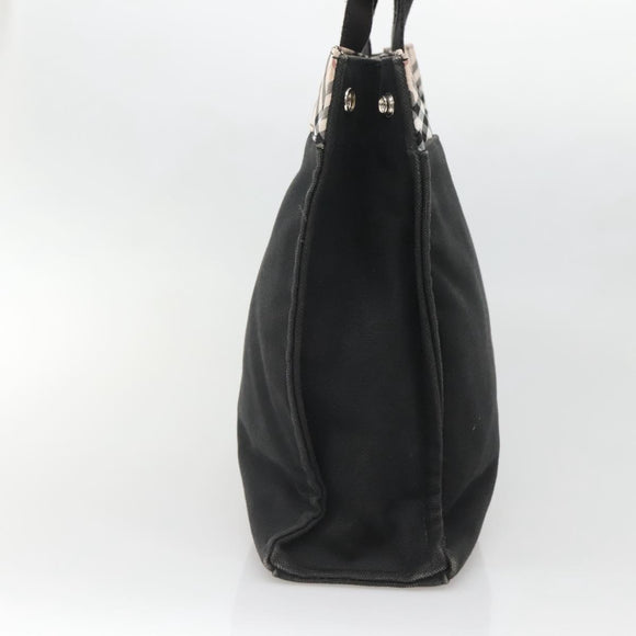BURBERRY Nova Check Blue Label Hand Bag Canvas Black Beige Auth ep10498