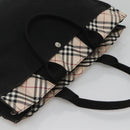 BURBERRY Nova Check Blue Label Hand Bag Canvas Black Beige Auth ep10498-6