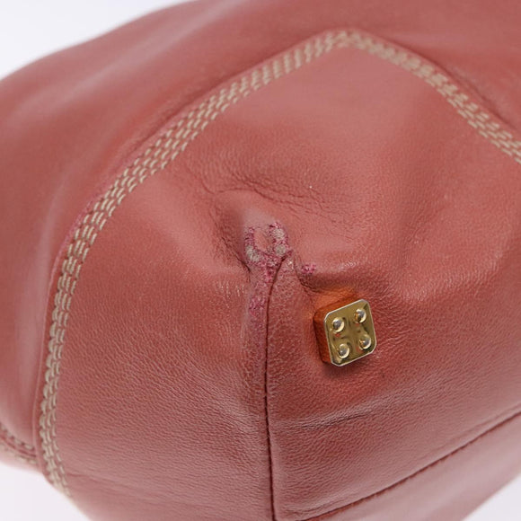 LOEWE Anagram Hand Bag Leather Pink Gold Auth ep10499