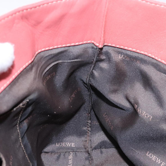 LOEWE Anagram Hand Bag Leather Pink Gold Auth ep10499