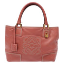 LOEWE Anagram Hand Bag Leather Pink Gold Auth ep10499-13