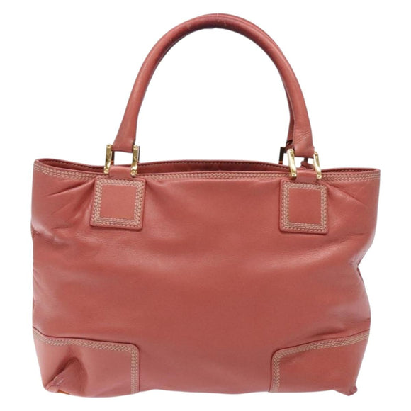 LOEWE Anagram Hand Bag Leather Pink Gold Auth ep10499