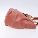 LOEWE Anagram Hand Bag Leather Pink Gold Auth ep10499-3