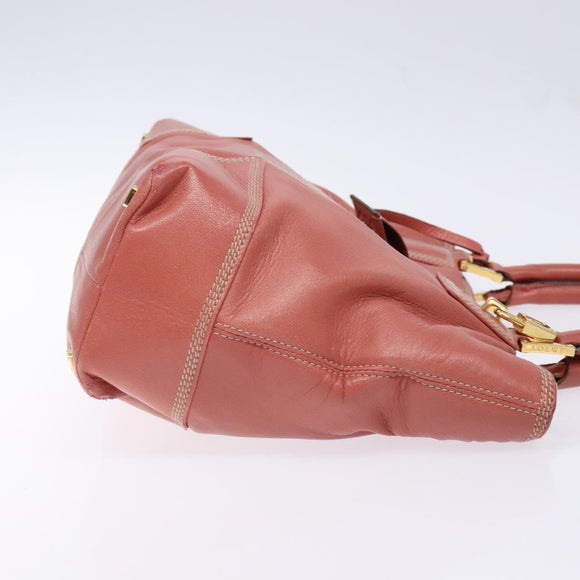 LOEWE Anagram Hand Bag Leather Pink Gold Auth ep10499