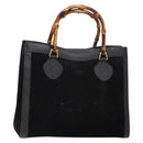 GUCCI Bamboo Hand Bag Suede Leather Black Gold 002 1186 0260 Auth ep10501-1