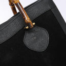 GUCCI Bamboo Hand Bag Suede Leather Black Gold 002 1186 0260 Auth ep10501-14