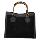 GUCCI Bamboo Hand Bag Suede Leather Black Gold 002 1186 0260 Auth ep10501-2