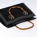 GUCCI Bamboo Hand Bag Suede Leather Black Gold 002 1186 0260 Auth ep10501-6