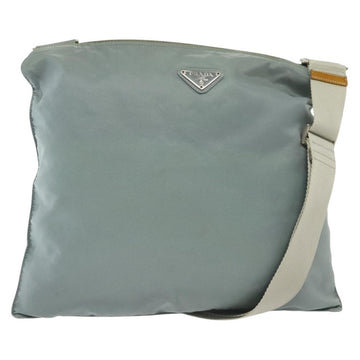 PRADA Shoulder Bag Nylon Light Blue Silver Auth ep10502