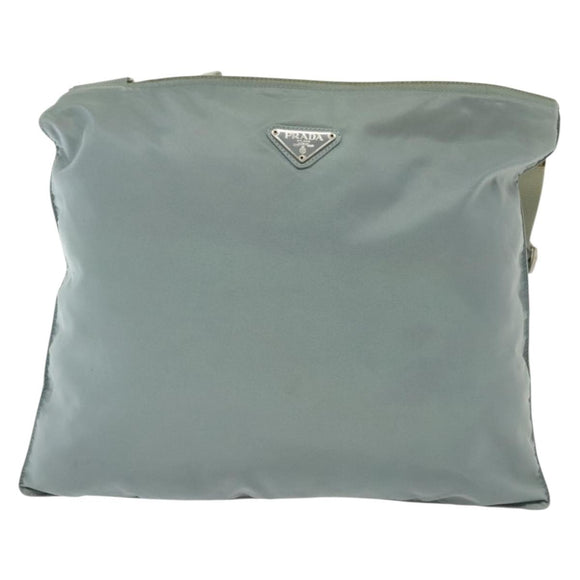 PRADA Shoulder Bag Nylon Light Blue Silver Auth ep10502