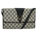 GUCCI GG Supreme Shoulder Bag PVC Navy Gold Auth ep10523-1