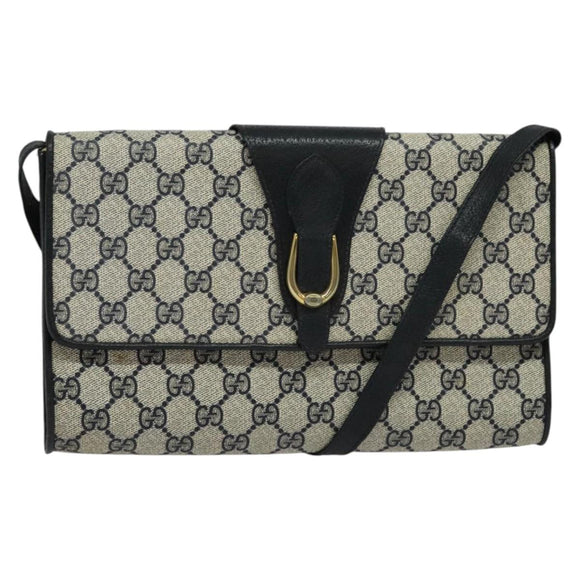 GUCCI GG Supreme Shoulder Bag PVC Navy Gold Auth ep10523