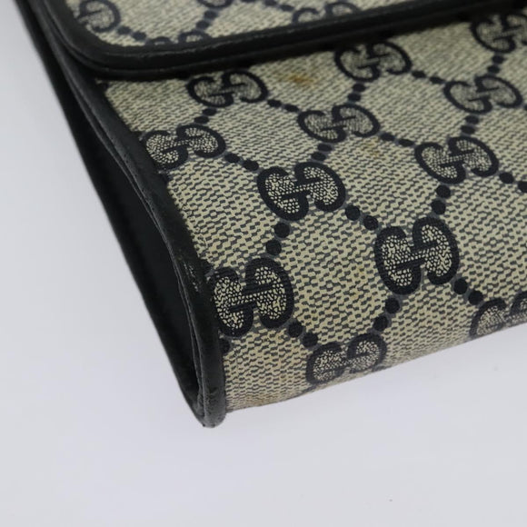 GUCCI GG Supreme Shoulder Bag PVC Navy Gold Auth ep10523