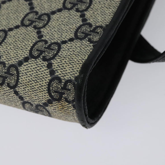 GUCCI GG Supreme Shoulder Bag PVC Navy Gold Auth ep10523