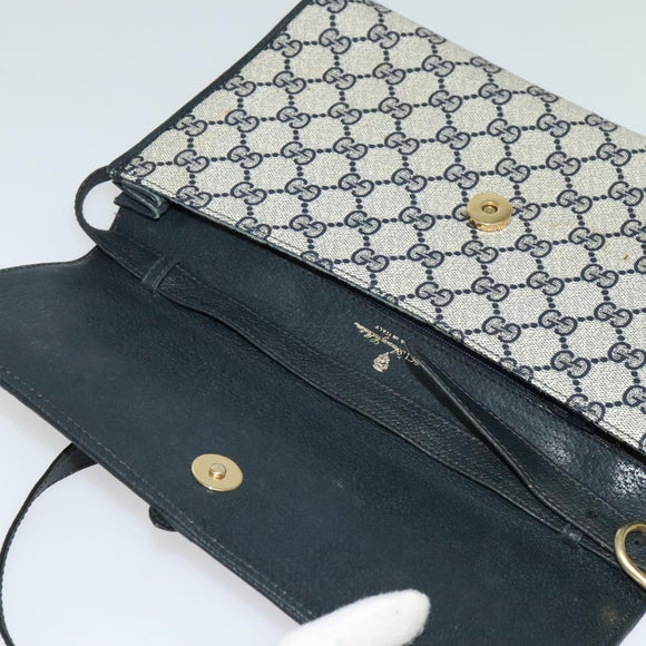 GUCCI GG Supreme Shoulder Bag PVC Navy Gold Auth ep10523