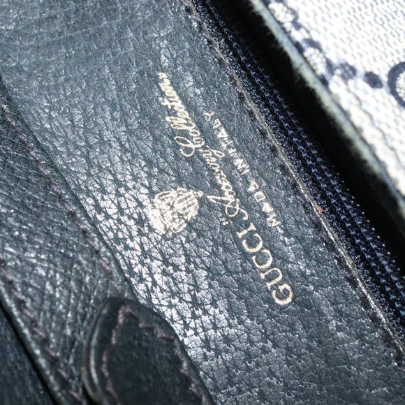 GUCCI GG Supreme Shoulder Bag PVC Navy Gold Auth ep10523